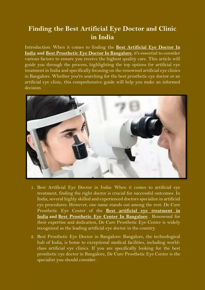 finding the best artificial eye doctor and clinic