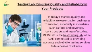 _Best Testing Lab Ensuring Quality and Reliability in Your Products
