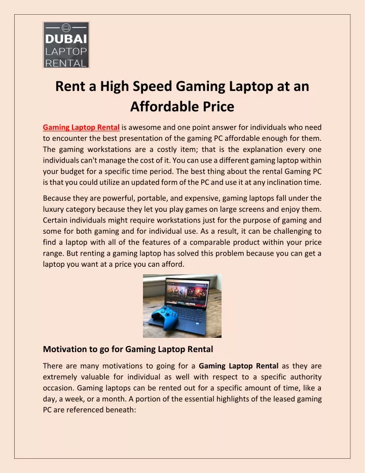 rent a high speed gaming laptop at an affordable