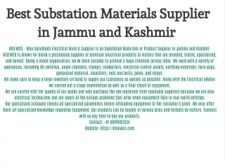 Best Substation Materials Supplier in Jammu and Kashmir