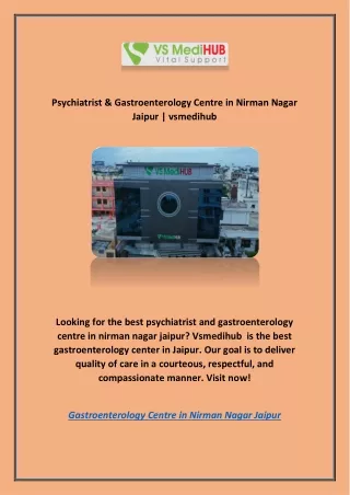 Psychiatrist & Gastroenterology Centre in Nirman Nagar Jaipur | vsmedihub