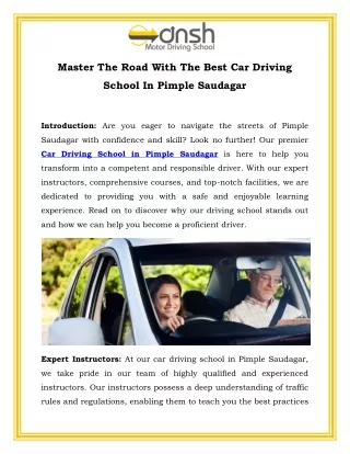 Master The Road With The Best Car Driving School In Pimple Saudagar