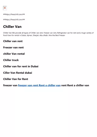 Chiller Van for Rent