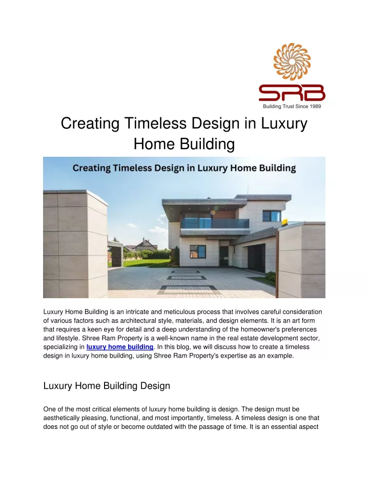 creating timeless design in luxury home building
