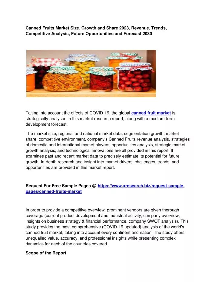 canned fruits market size growth and share 2023