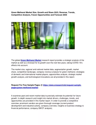 green methanol market size growth and share 2023