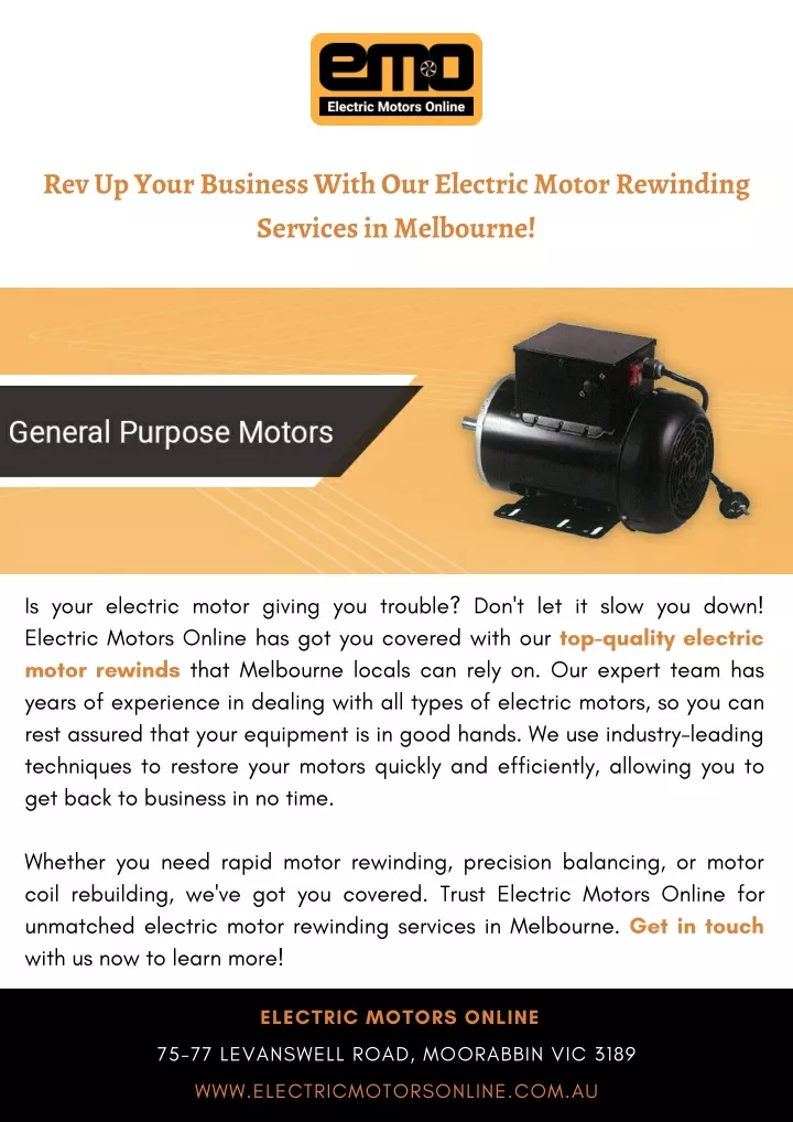 rev up your business with our electric motor