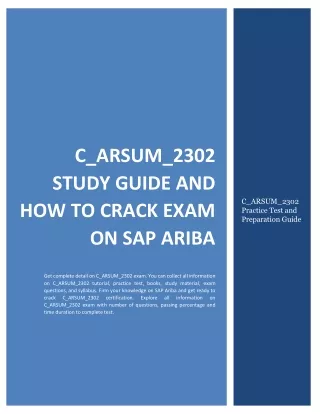 C_ARSUM_2302 Study Guide and How to Crack Exam on SAP Ariba