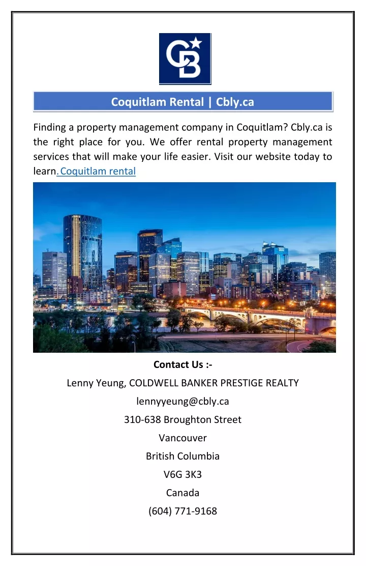 coquitlam rental cbly ca