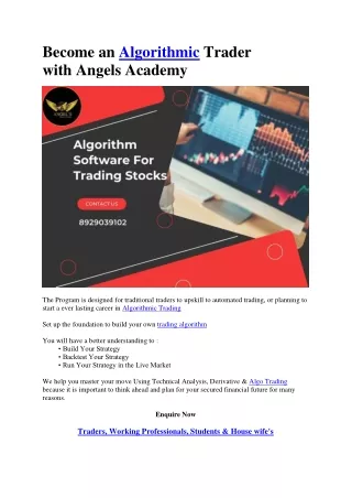 Algorithm software for trading stocks
