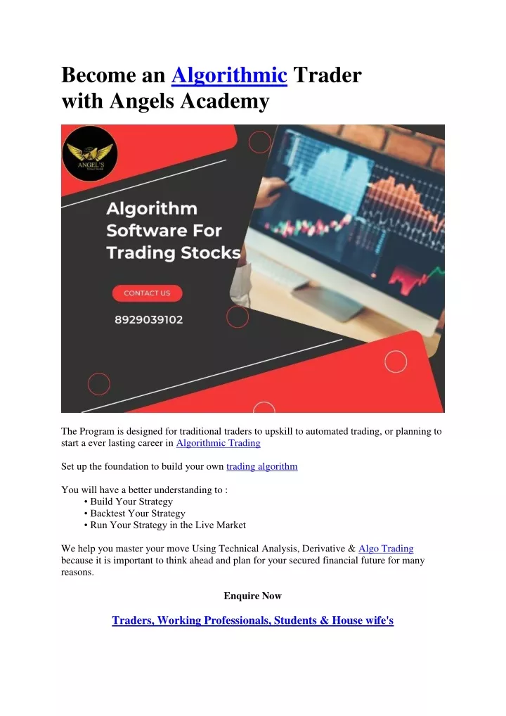 become an algorithmic trader with angels academy