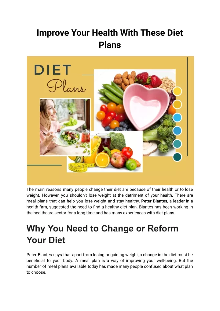 improve your health with these diet plans