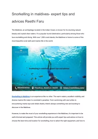 Snorkelling in maldives- expert trkeling in maldives- expert tips and advices