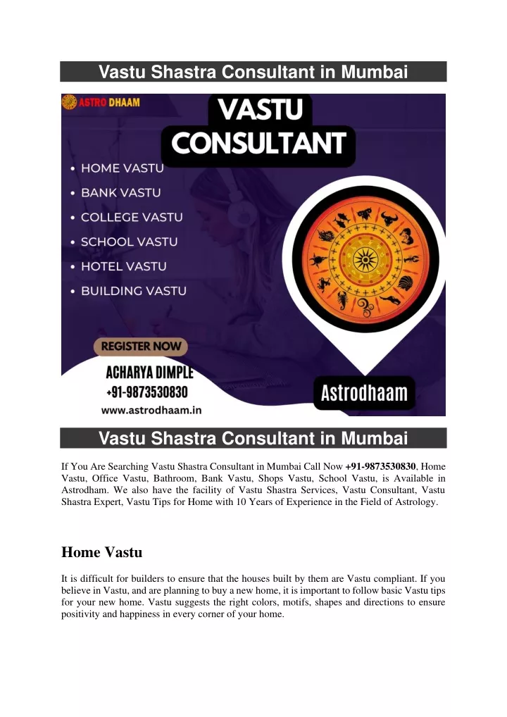 vastu shastra consultant in mumbai