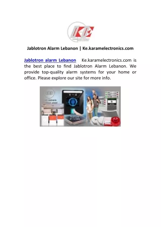 Jablotron Alarm Lebanon | Ke.karamelectronics.com