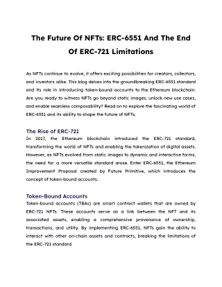 The Future Of NFTs_ ERC-6551 And The End Of ERC-721 Limitations