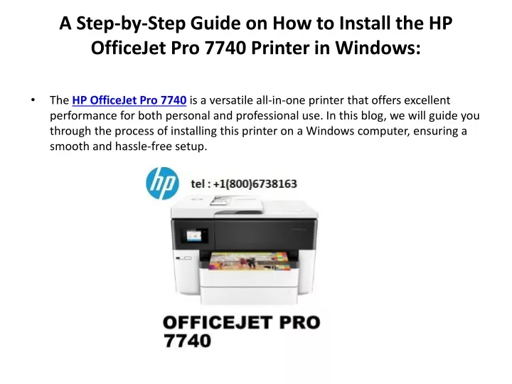 a step by step guide on how to install the hp officejet pro 7740 printer in windows