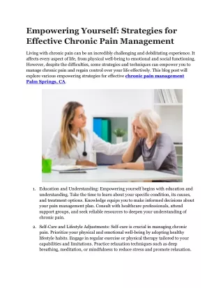 Chronic Pain Management Palm Springs, CA