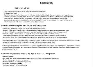 How to Troubleshoot Common Issues with Digital Door Locks in Singapore