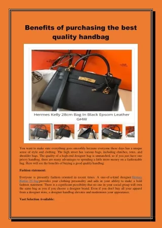 Benefits of purchasing the best quality handbag