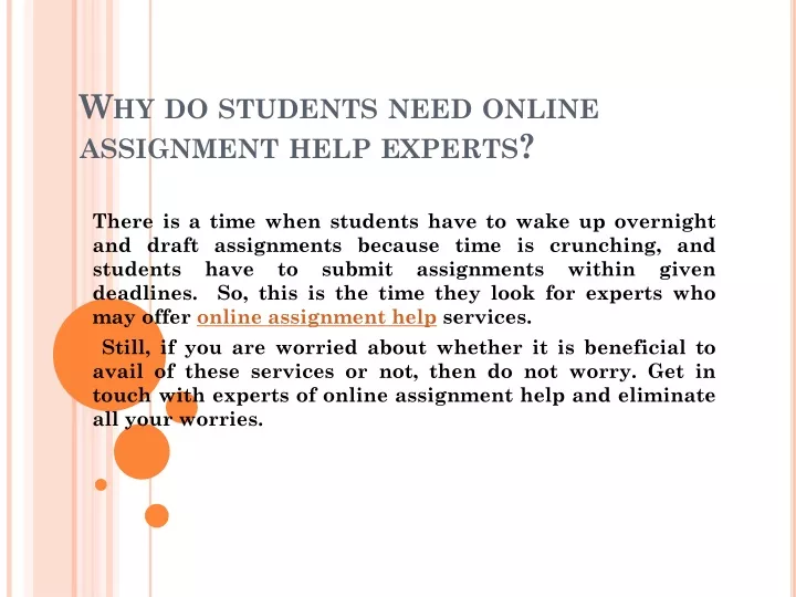 why do students need online assignment help experts