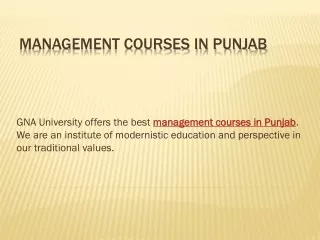 Management Courses in Punjab