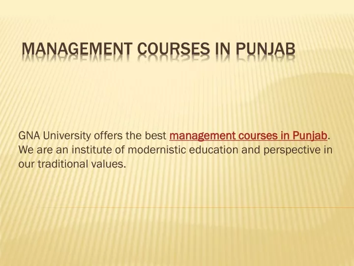 management courses in punjab
