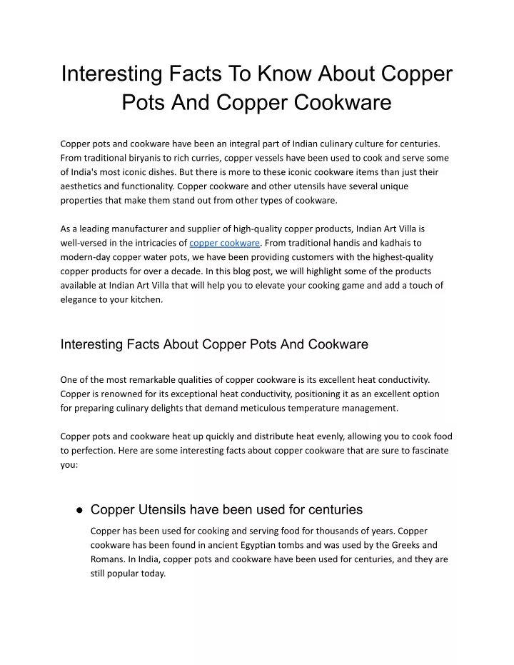 interesting facts to know about copper pots
