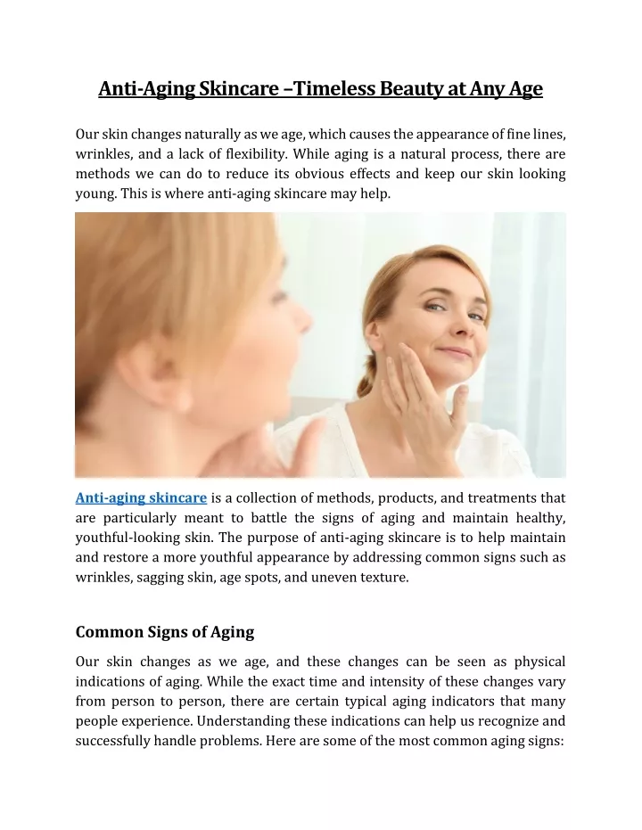anti aging skincare timeless beauty at any age
