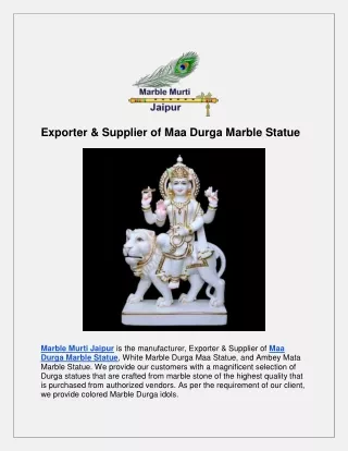 exporter supplier of maa durga marble statue