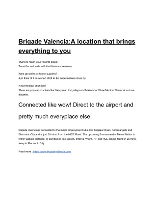 Brigade Valencia | Premium 2, 2.5 & 3 BHK Apartments | Electronic City