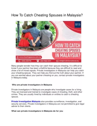 How To Catch Cheating Spouses in Malaysia