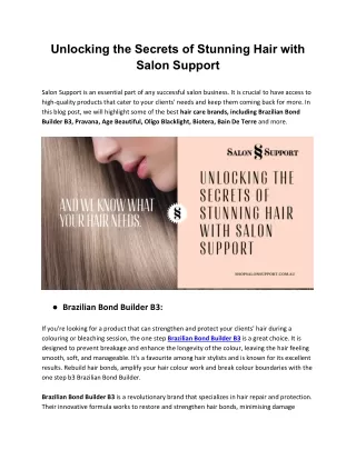 Unlocking the Secrets of Stunning Hair with Shop Salon Support