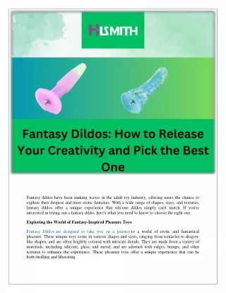 Fantasy Dildos How to Release Your Creativity and Pick the Best One