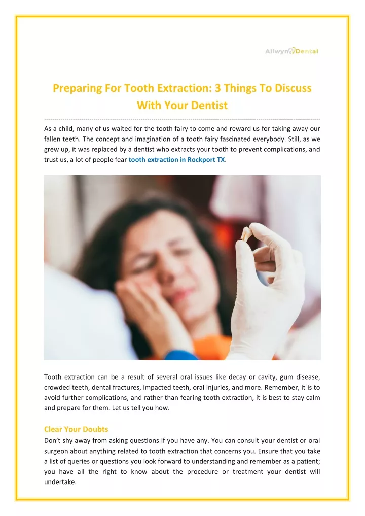 preparing for tooth extraction 3 things