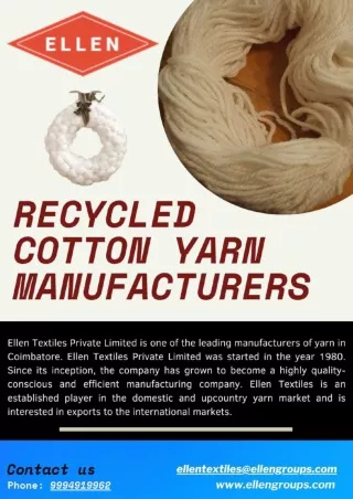 Recycled cotton yarn manufacturers Ellen textiles