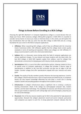 things to know before enrolling in a bca college