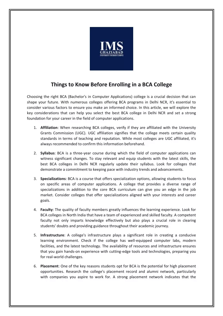 things to know before enrolling in a bca college