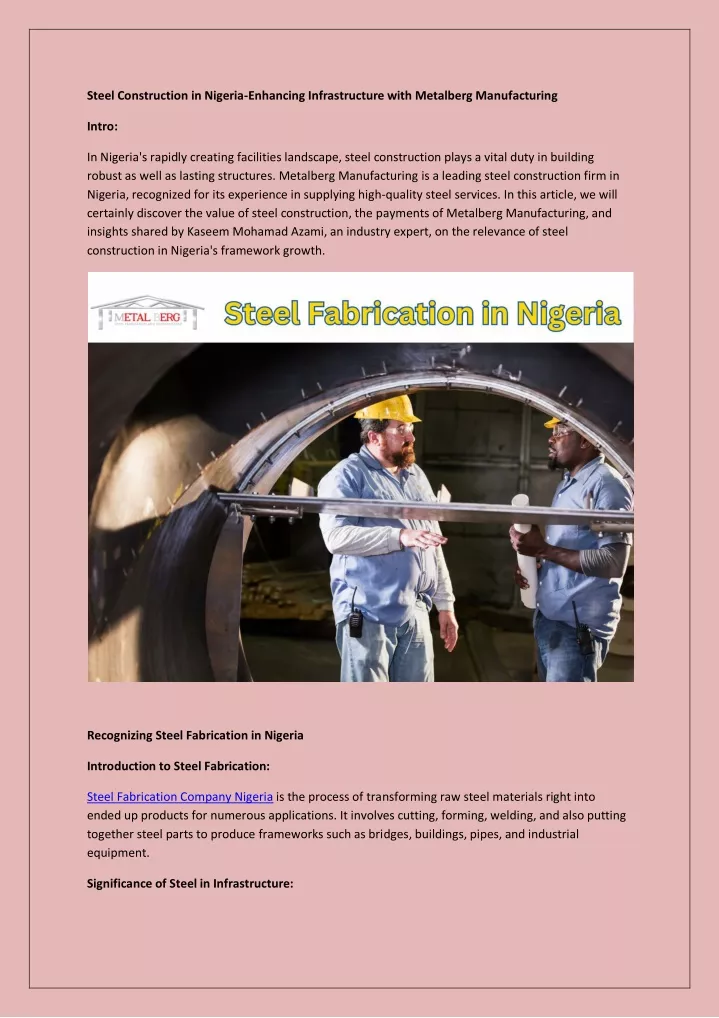 steel construction in nigeria enhancing