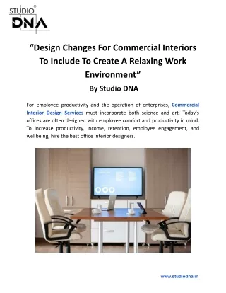 Design Changes For Commercial Interiors To Include To Create A Relaxing Work Environment 24 May