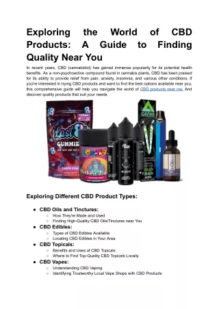 Exploring the World of CBD Products_ A Guide to Finding Quality Near You