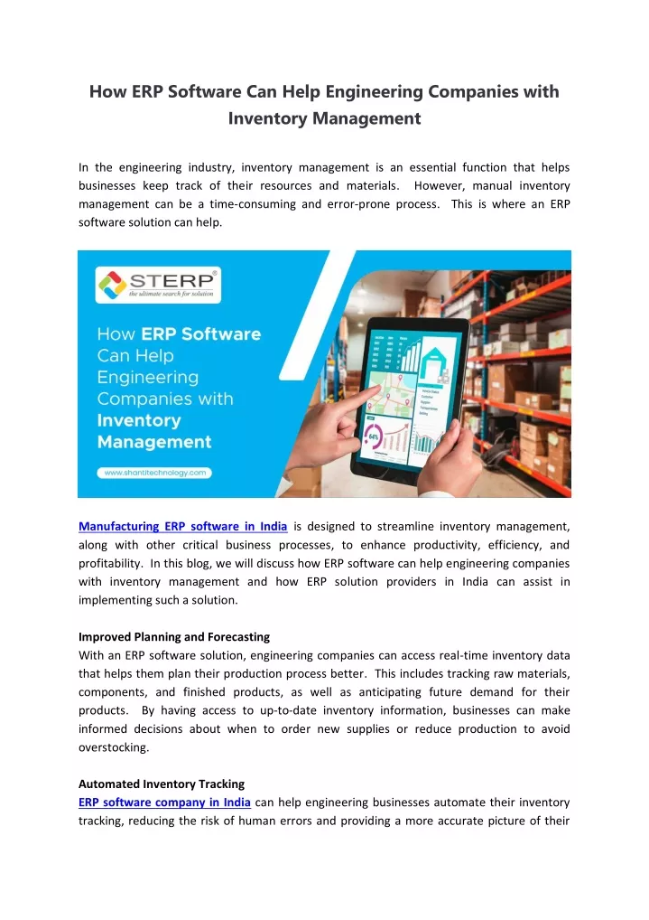 how erp software can help engineering companies