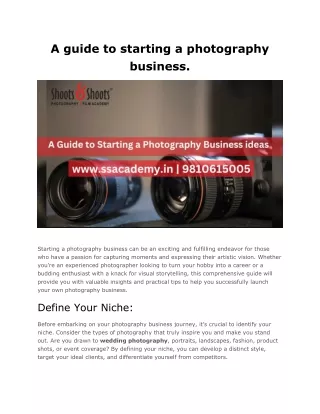 A guide to starting a photography business