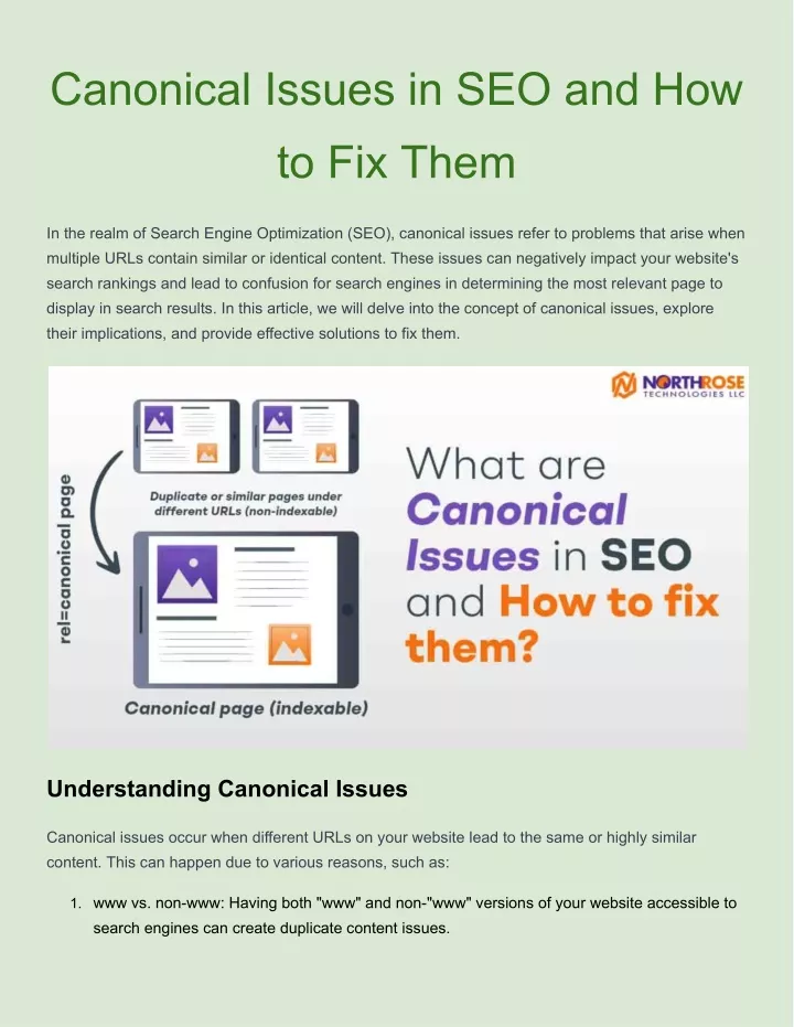 canonical issues in seo and how to fix them