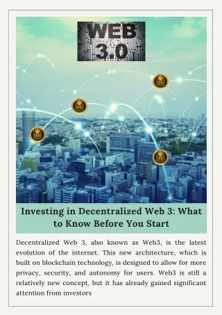 Investing in Decentralized Web 3 What to Know Before You Start