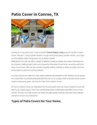 Patio Cover in Conroe, TX