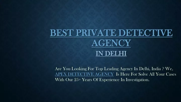 best private detective agency