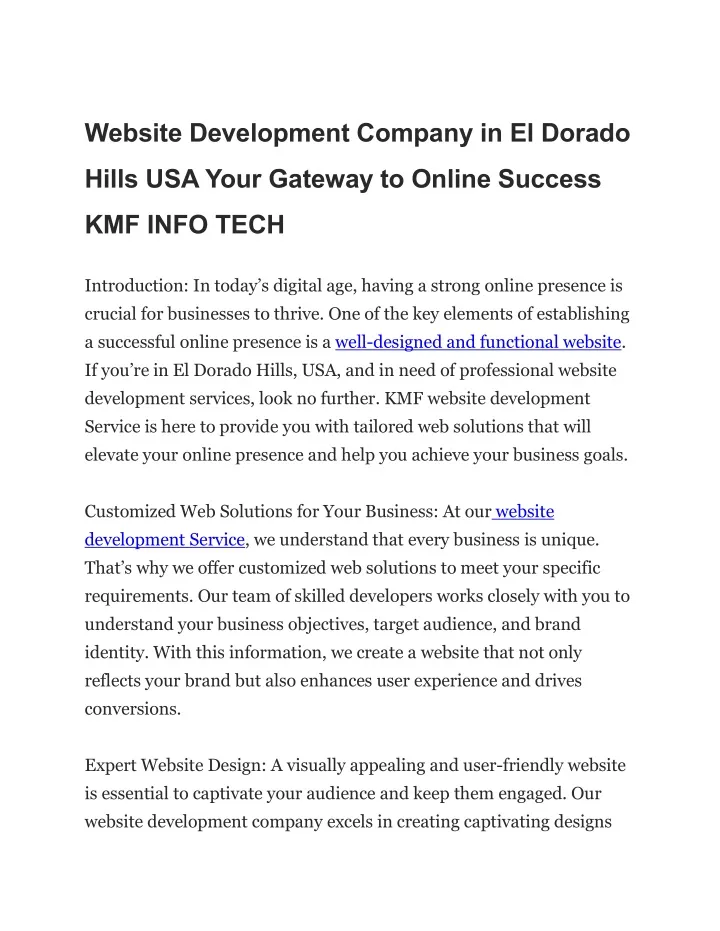 website development company in el dorado