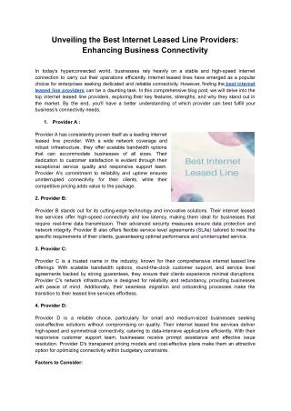 unveiling the best internet leased line providers