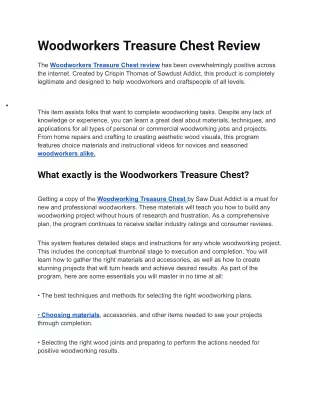 woodworkers treasure chest review